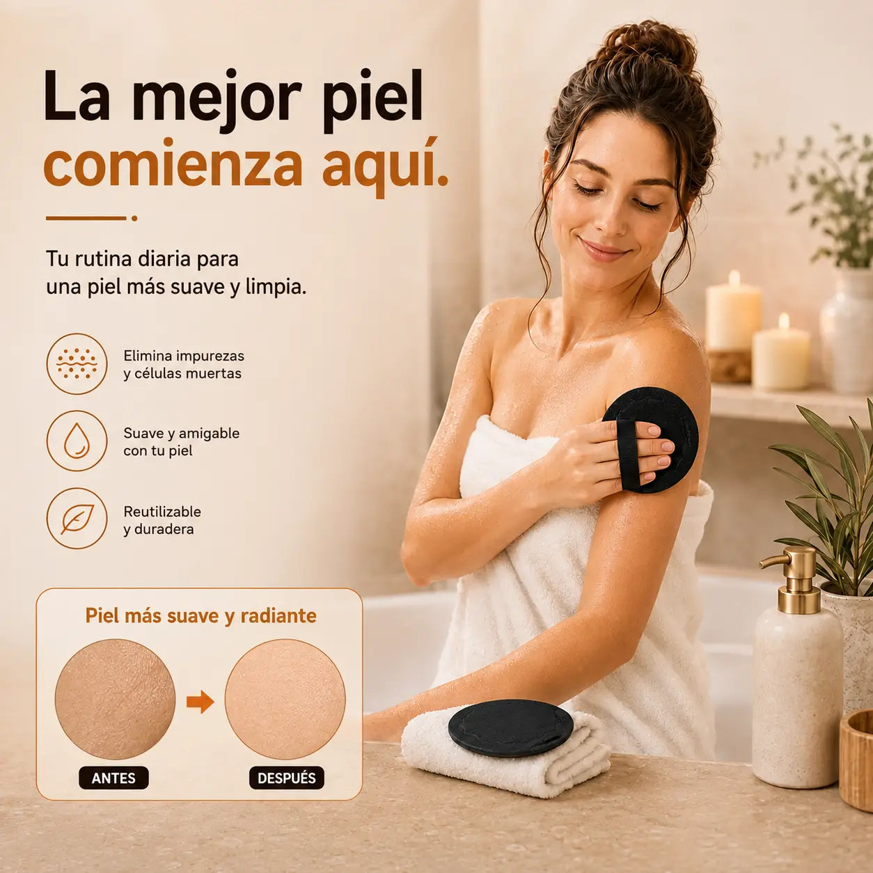 【Paquete de 4】Alfombrilla de ducha exfoliante 🧖‍♀️: exfolia suavemente, desobstruye los poros y revela una piel más luminosa. Material de goma duradero, fácil de enjuagar. ✨🛀
