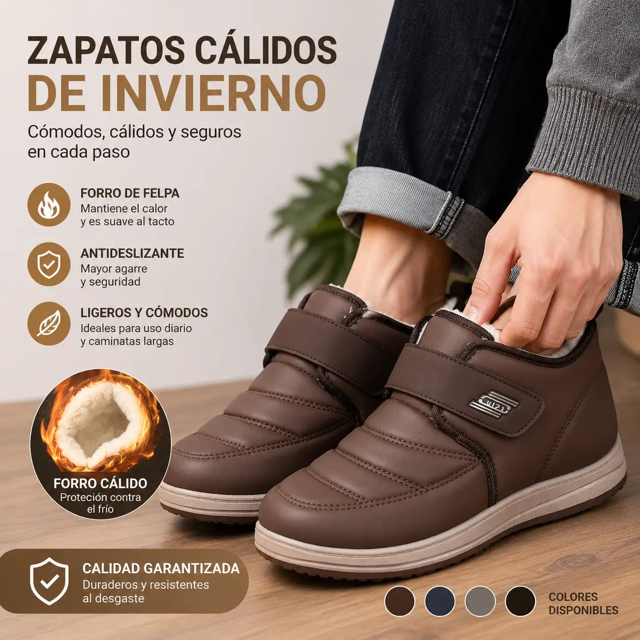 💥【39-44】Zapatos de hombre impermeables y antideslizantes de cuero de terciopelo engrosado de nuevo estilo de invierno