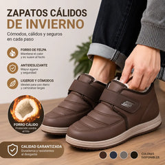 💥【39-44】Zapatos de hombre impermeables y antideslizantes de cuero de terciopelo engrosado de nuevo estilo de invierno