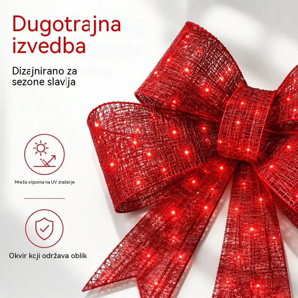 📢📢 Ponuda u pola cijene! ✨【61cm*43cm*6cm】Iznimno velika vanjska vodootporna božićna mašna s ugrađenim svjetlom