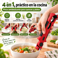 🥢【2 piezas por 26 euros】🔥 Pinza Multiusos 4 en 1 Antideslizante de Silicona – Extrae Platos y Fuentes Calientes sin Quemarte, Perfecta para Ollas y Vaporeras 🍲