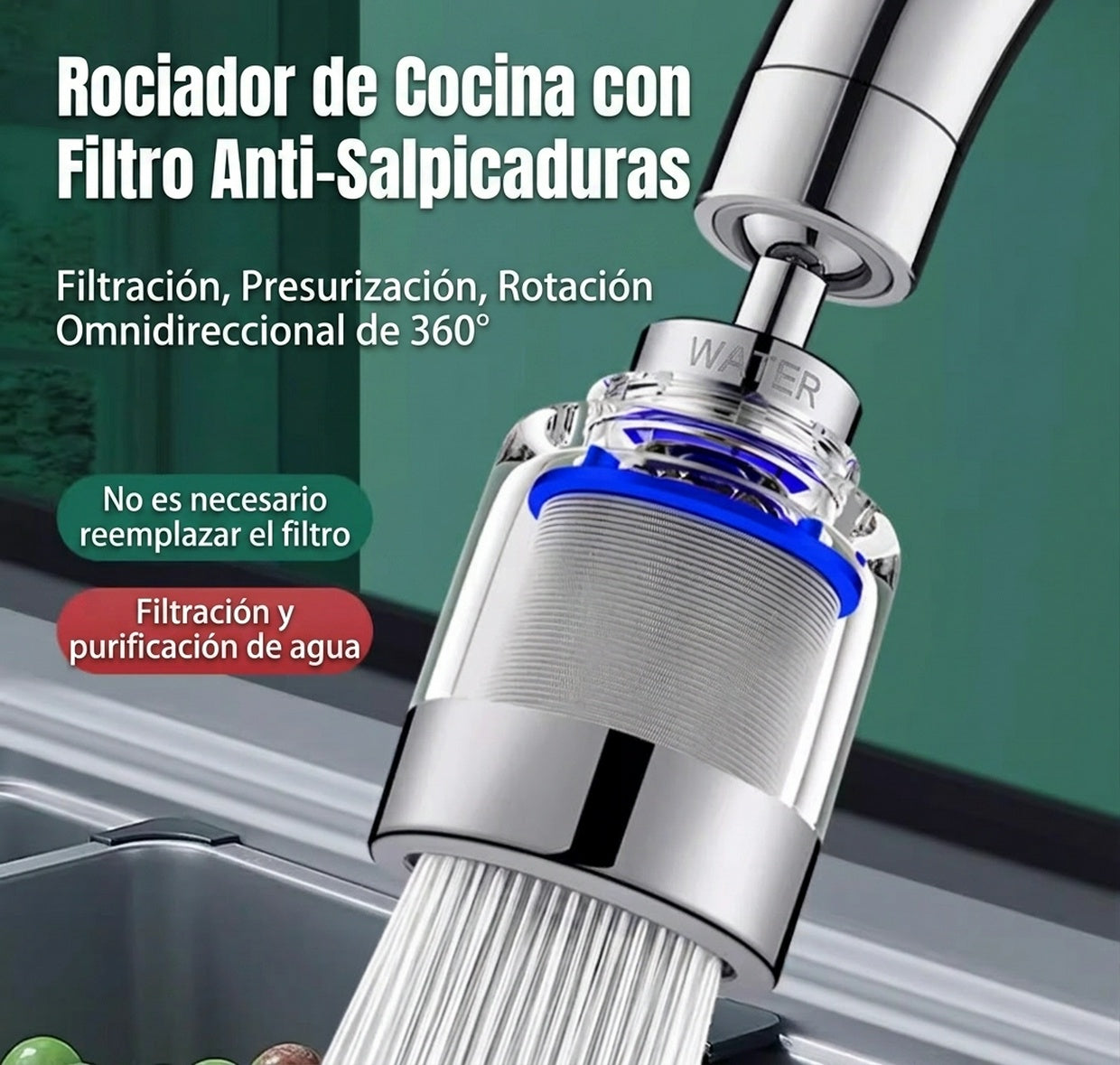 【2 por 25 euros】💦👍🏻Filtro purificador de agua para grifo de acero inoxidable