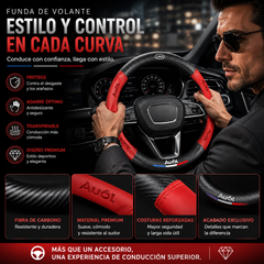 🚗♨️Funda de volante de ante de fibra de carbono