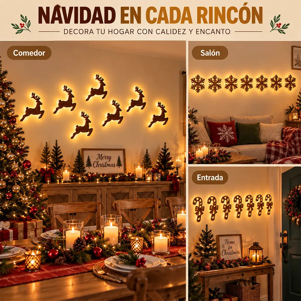 🦌✨ Silueta de Reno LED para Pared | Decoración Navideña Luminosa | Adorno de Pared con Luz Cálida para Hogar y Oficina 🎄