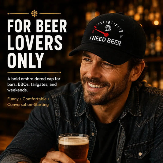 🔥 POSLEDNÝ DEŇ S 50% ZĽAVOU - 🍺 Vyšívaná šiltovka „POTREBUJEM PIVO“ – Unisex pamätná šiltovka 🧢