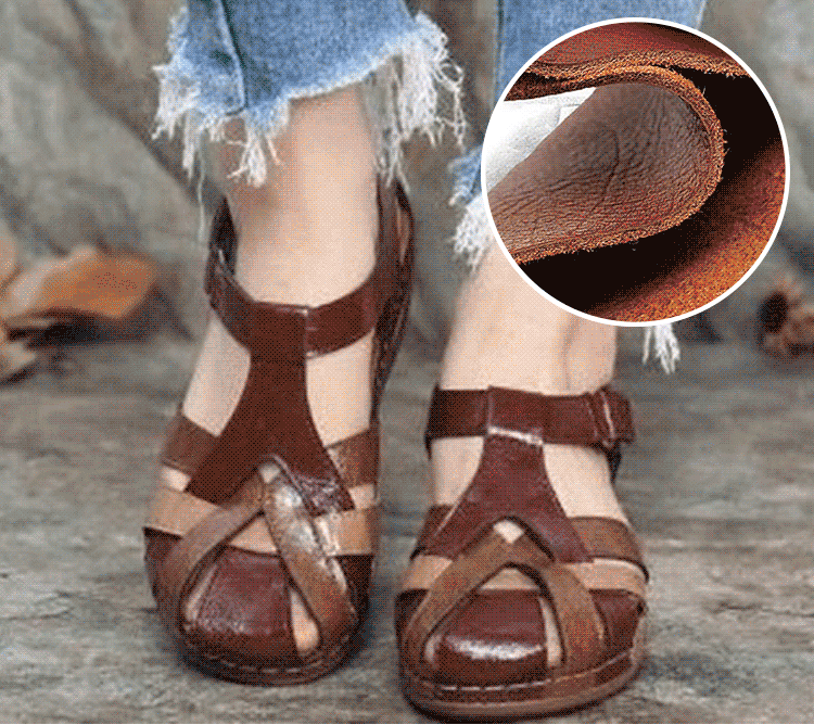 🔥【45% OFF】🔥🩰【35-43】Sandalias de suela gruesa de piel suave hueca para mujer