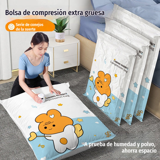 🧳【Juego de 5 piezas】💨 Bolsa de almacenamiento al vacío grande y compresible: no requiere bomba, es a prueba de fugas e ideal para ahorrar espacio en maletas y en casa ✈️