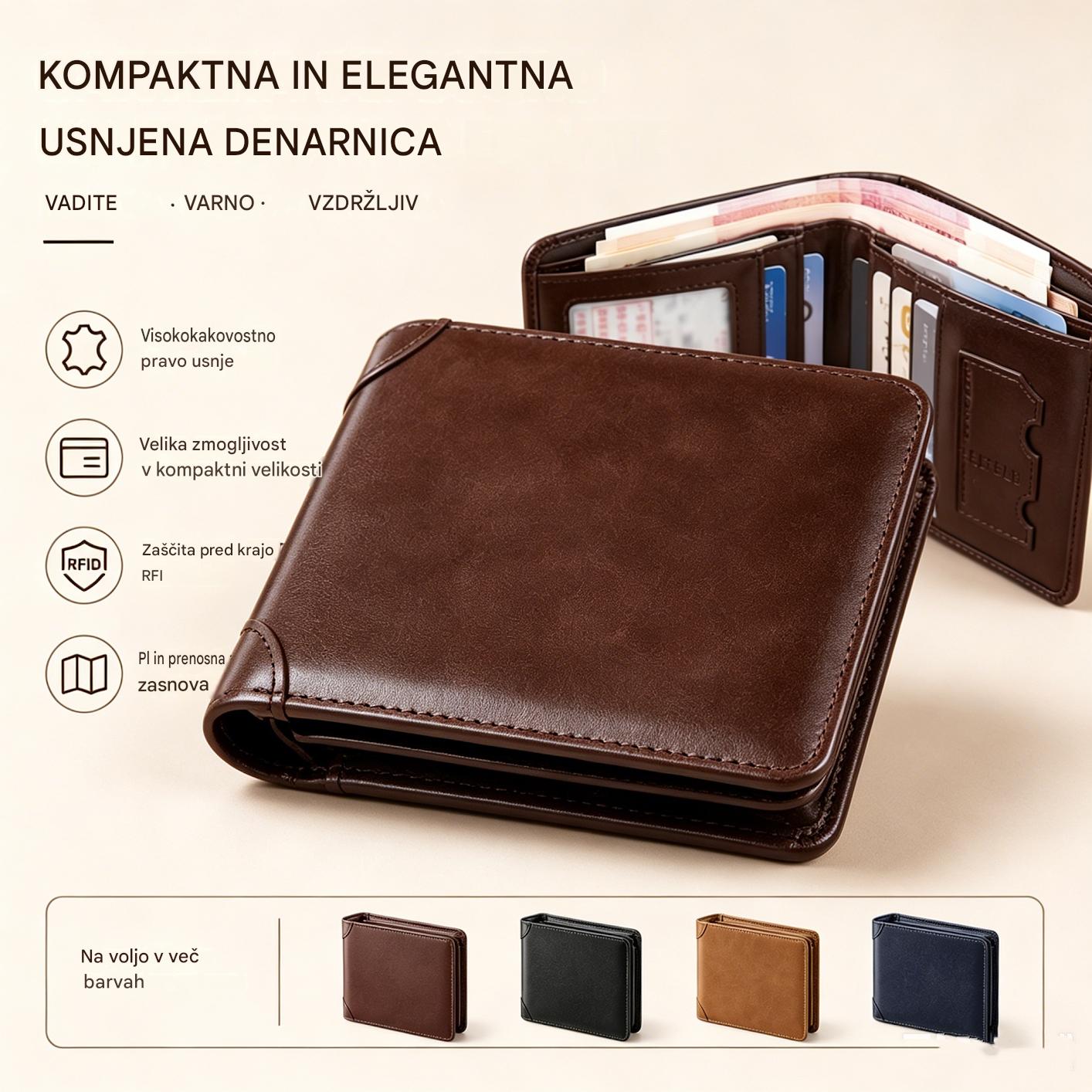 👝✨ Nueva cartera para hombre de piel auténtica con sistema antirrobo.