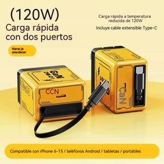 ✨Precio más bajo por tiempo limitado🔌 Cargador GaN de 120 W con carga rápida PD para tu teléfono