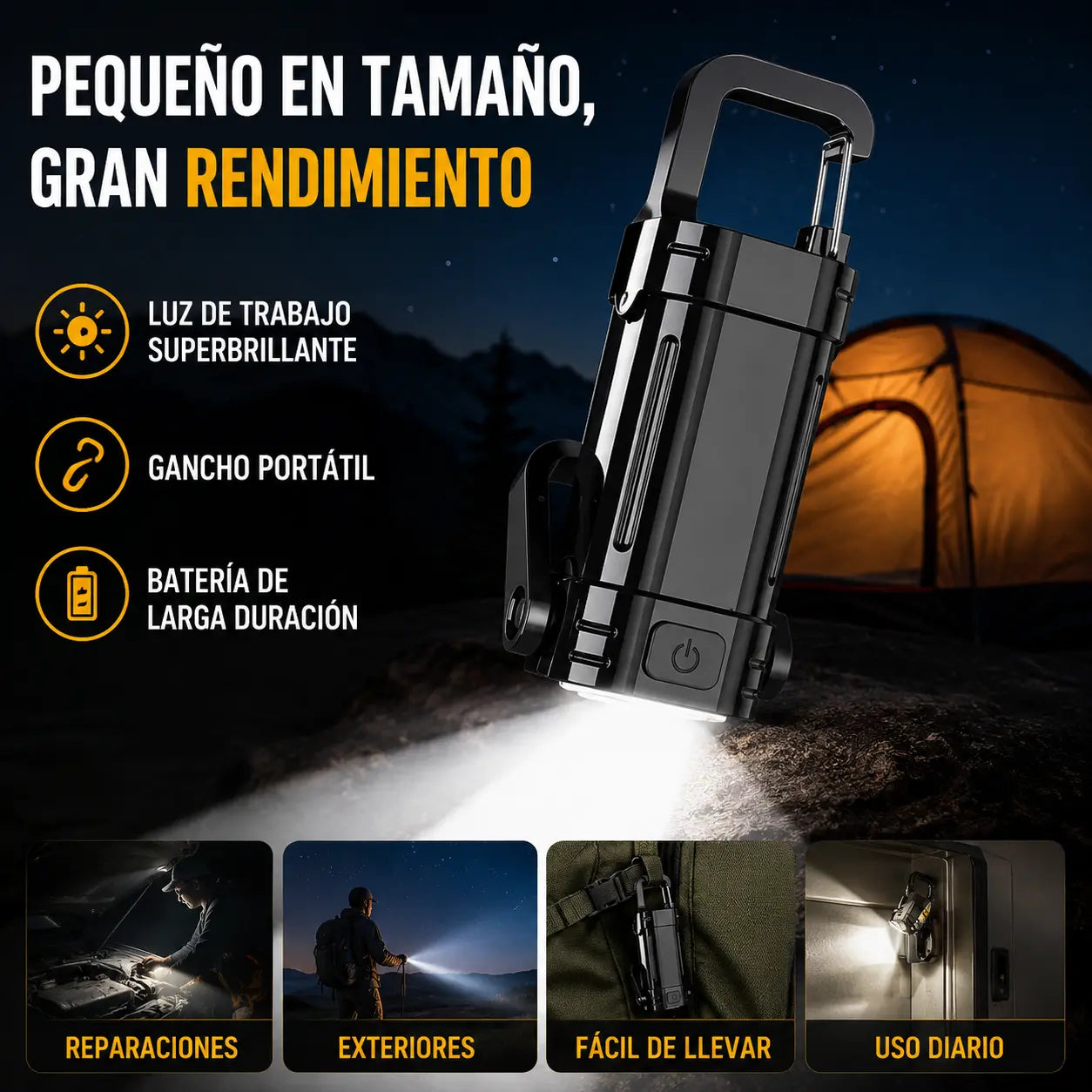 【Compra 1 y llévate 1 gratis】🔥Gran oferta⚡Linterna mini para llave súper brillante e impermeable con salida de 1200 lm