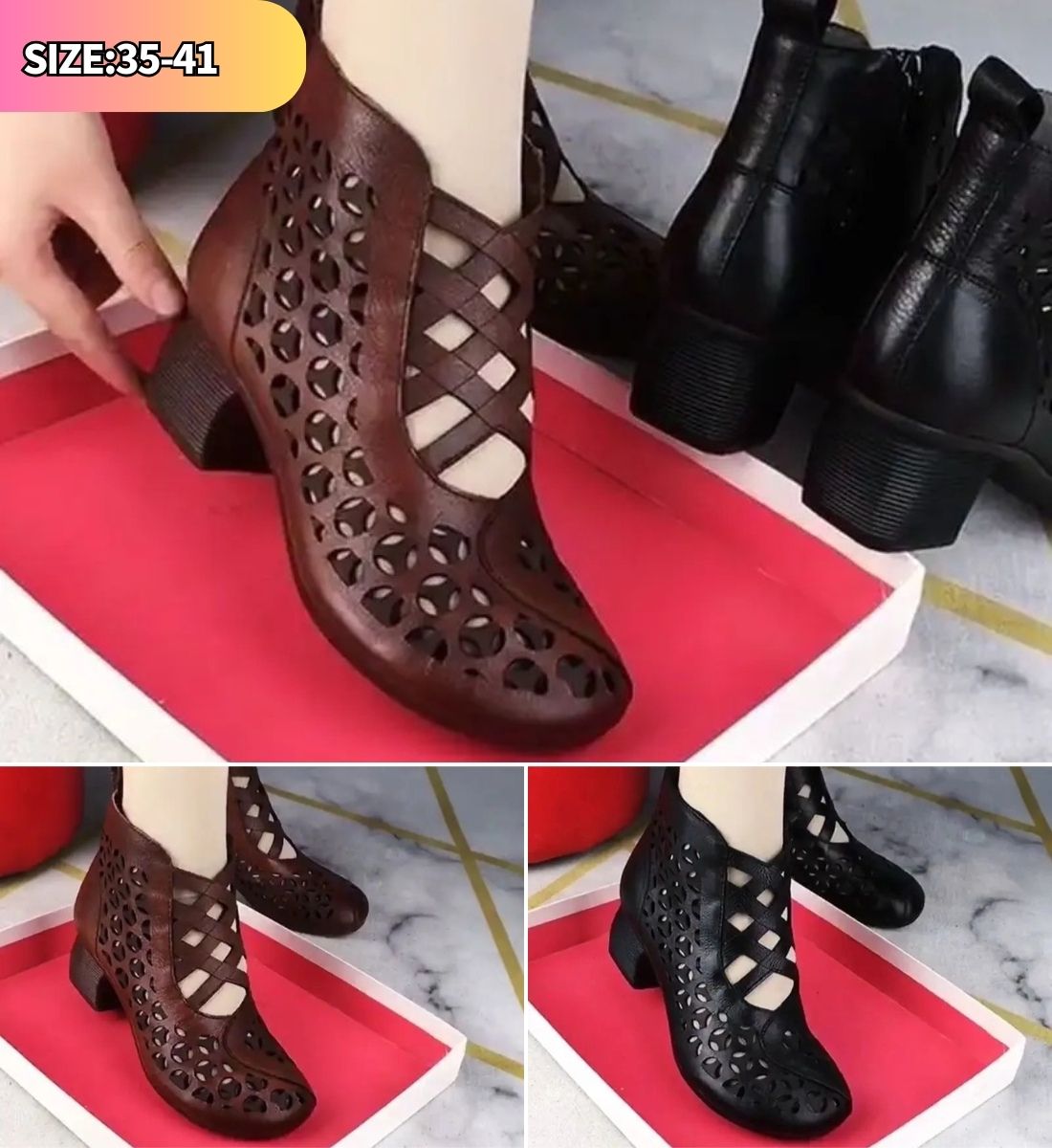 💕【30% OFF】【35-41】 Tacones altos casuales de cuero desnudo para mujer