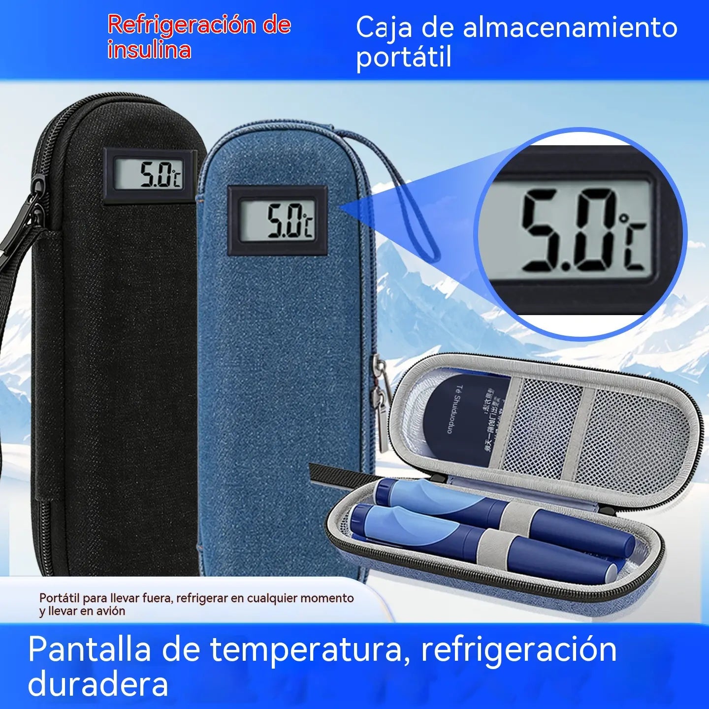 ❄️✈️Nevera portátil para insulina con indicador de temperatura