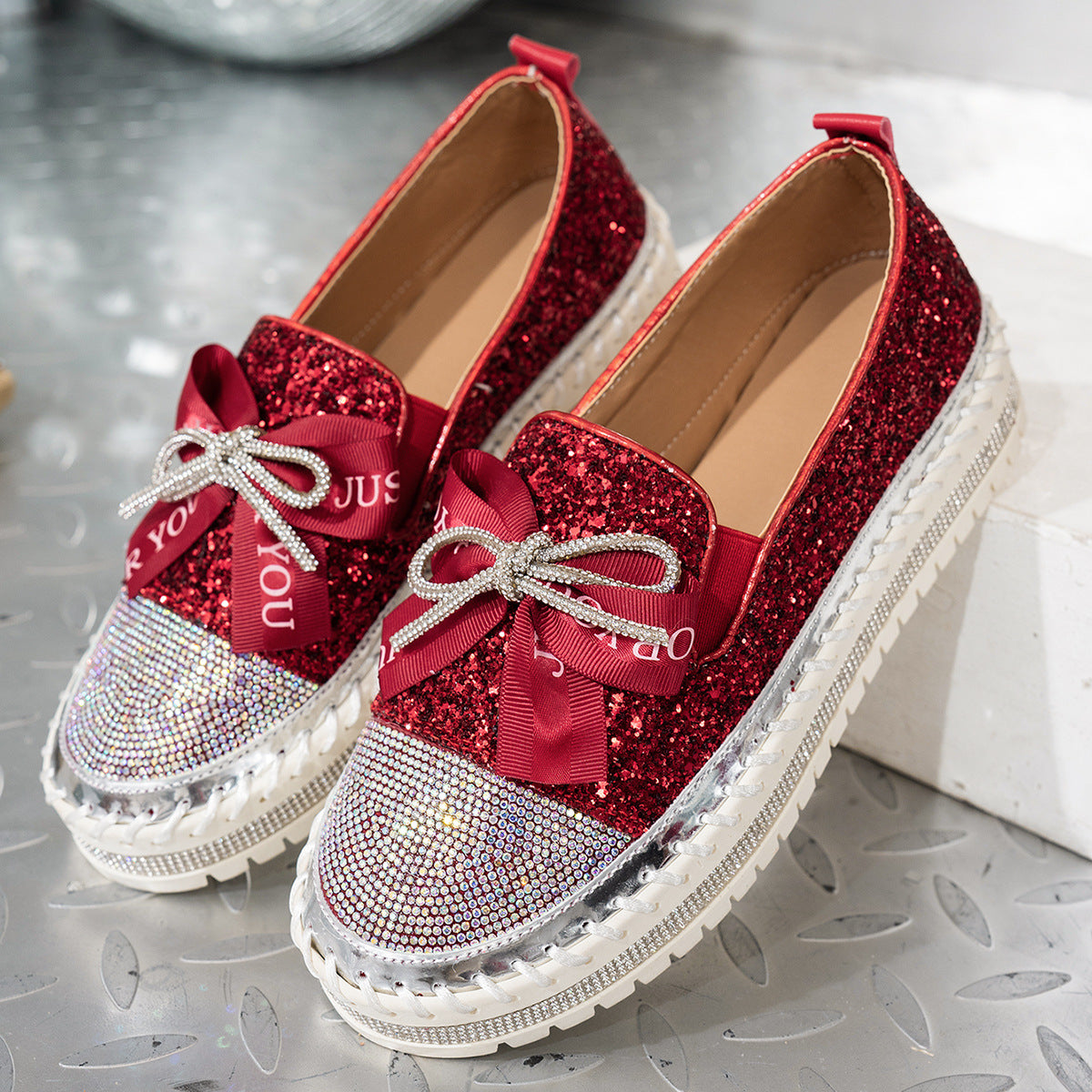 🔥【Ofertas especiales de otoño】【36-43】Zapatos casuales de diamantes de imitación de moda para otoño e invierno 2025