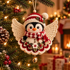 ❤️🎄Kit para hacer tú mismo un adorno navideño de ángel de ganchillo
