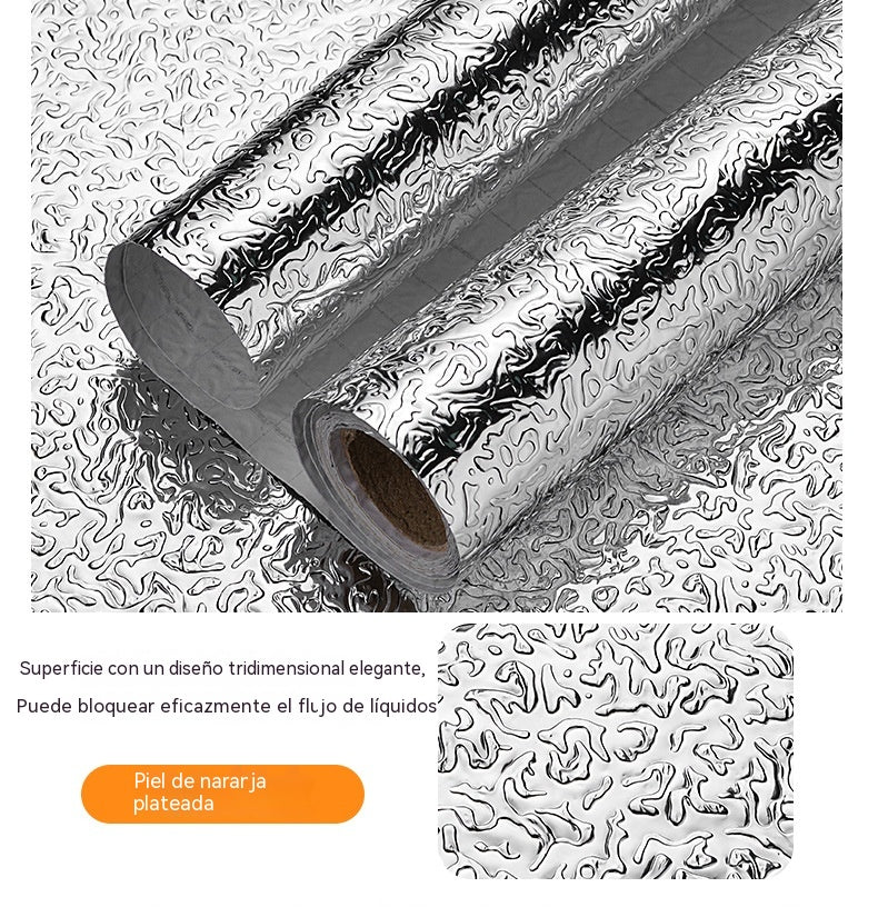 【40cm*5m】🛡️ Lámina Adhesiva de Aluminio Removible – Antigrasa, Resistente al Calor y Fácil de Limpiar