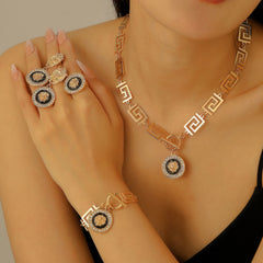 💖🔥Conjunto de joyas con cabeza de león, moderno y clásico.【Anillo + Pulsera + Pendientes + Collar】
