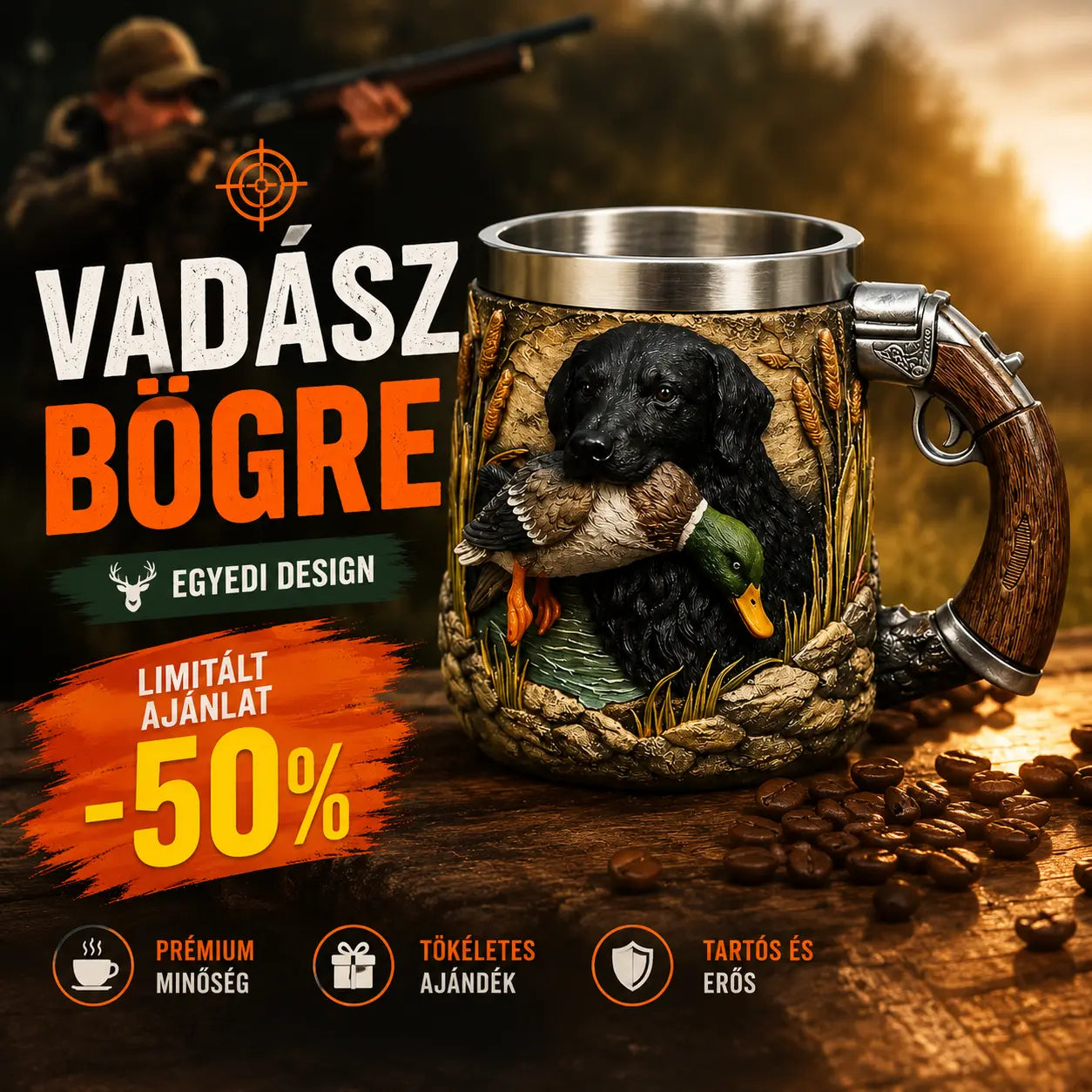 🔥【Eladó - 50% kedvezmény】🔫☕Új, vadászoknak szánt kávésbögre