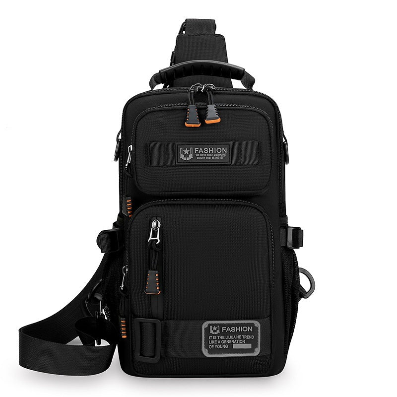Bolso de pecho para hombre, bolso de hombro de gran capacidad con múltiples bolsillos.