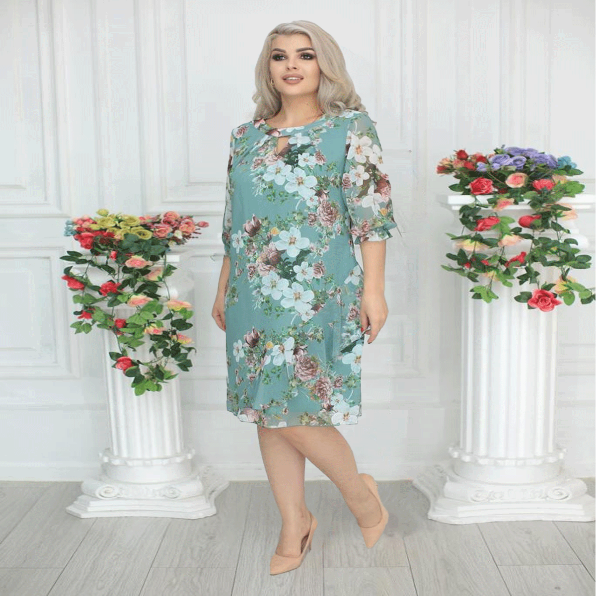 【S-5XL】💥Nuevo vestido de gasa estampado elegante de moda