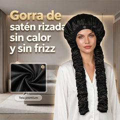 🎀🌙 Gorro de Satén para Dormir con Ondas Sin Calor, Turbante Nocturno Protector para Rizos, Reduce el Encrespamiento y Mantiene la Hidratación ✨