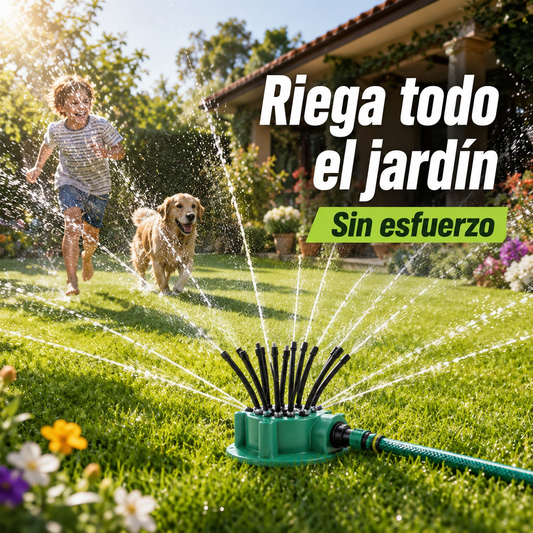 ✨ Aspersor automático multicabezal de jardín de 360°