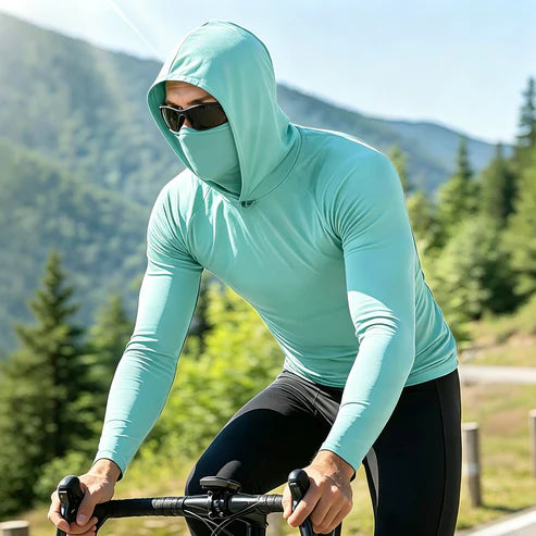 🔥🌞Sudadera con capucha ligera para hombre, secado rápido y protección UV