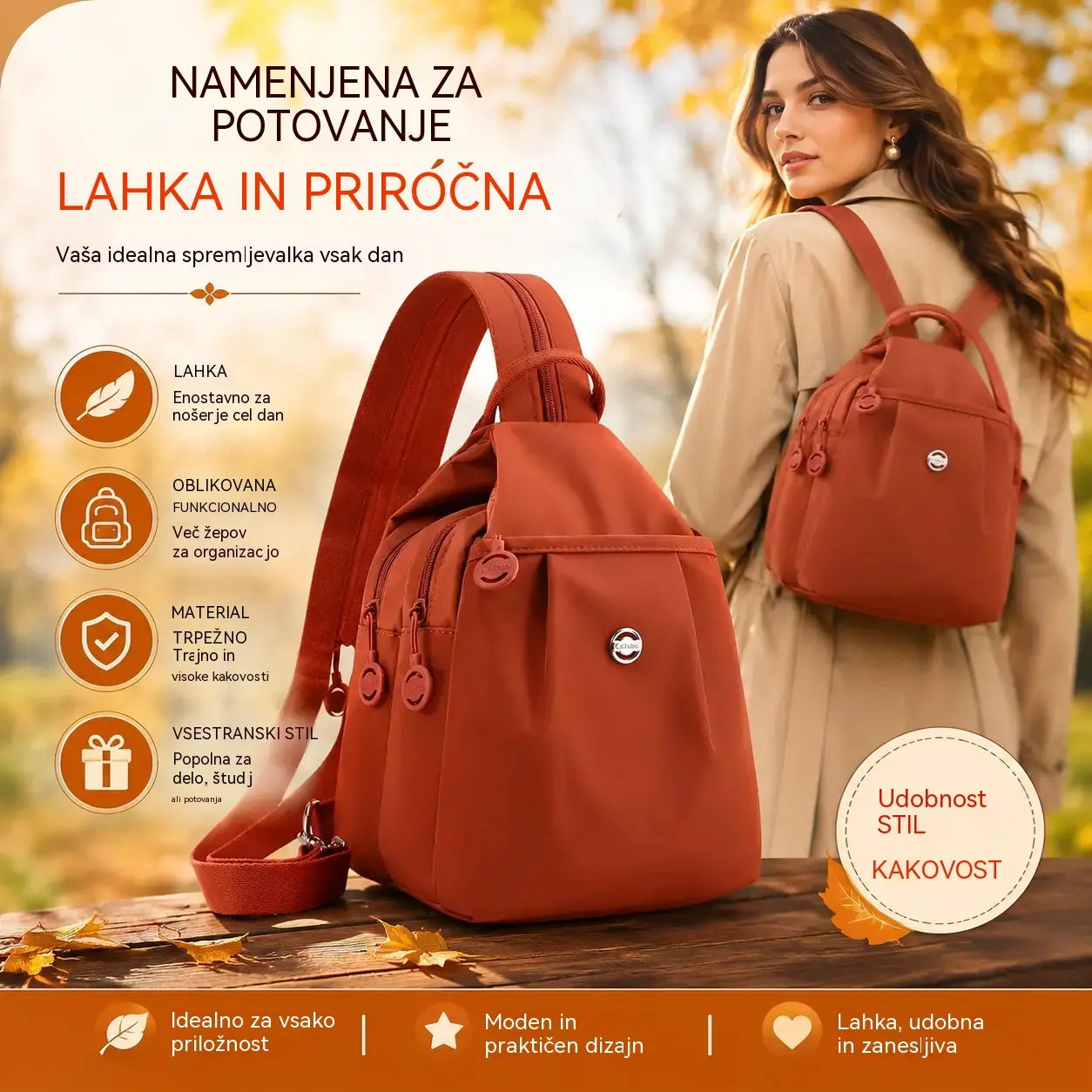 💥【Posebna časovno omejena ponudba】👜Vsestranski nahrbtnik z več žepi, ki se lahko nosi tudi kot torba čez telo