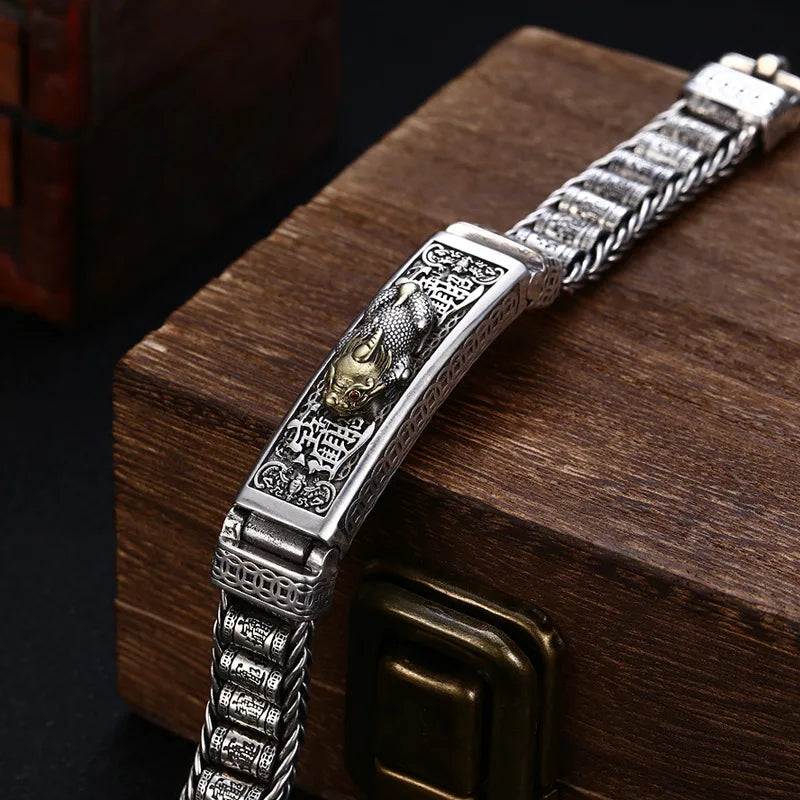 🔥💪2024 nueva pulsera de la fortuna Pixiu hecha a mano de Plata de Ley 925