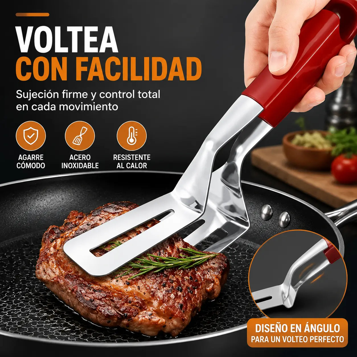 🔥2 piezas🍳 Pinzas de cocina 3 en 1: ¡agarra, voltea, raspa y escurre el aceite fácilmente!
