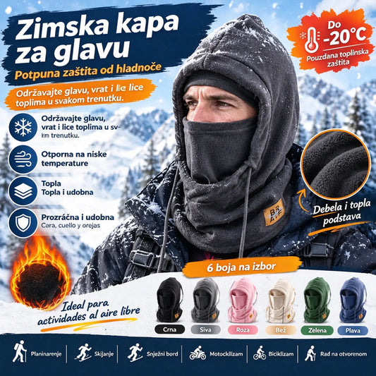 ❄️ Potpuno termalna kapa s flis podstavom koja grije do -20 stupnjeva Celzija. ⛷️ Idealna za skijanje, vožnju motociklom i aktivnosti na otvorenom.
