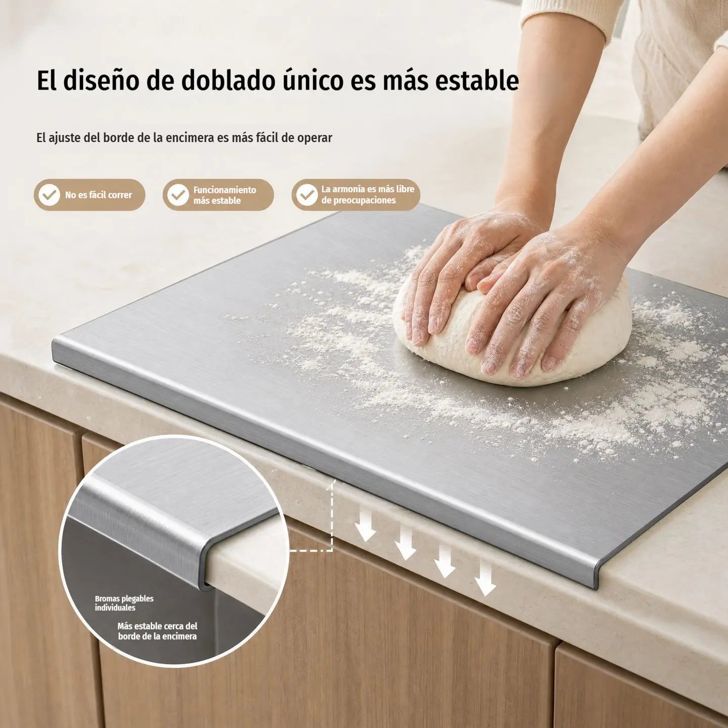 🔪 Tabla de cortar de acero inoxidable con borde plegado – Extra gruesa y multifuncional, ideal para cocina profesional y uso doméstico 🍽️