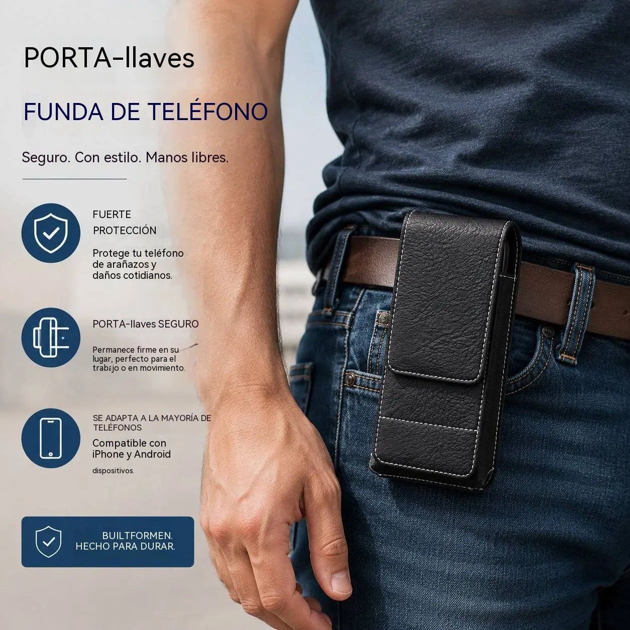 🔥 Funda para Móvil con Clip para Cinturón – Cierre Magnético, Resistente y con Ranura para Tarjetas