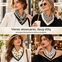 🧣 4 trikampių šalikų rinkinys su magnetiniu užsegimu · Greitai uždedami, nereikia rišti mazgų · Minkšta, šilta medžiaga · Maksimalus universalumas!