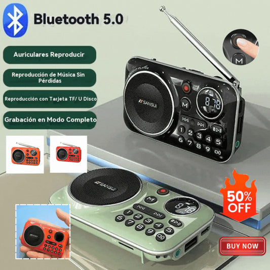 🎁【Oferta por tiempo limitado】Reproductor de música con radio Bluetooth portátil, puede insertar tarjetas y unidades flash USB