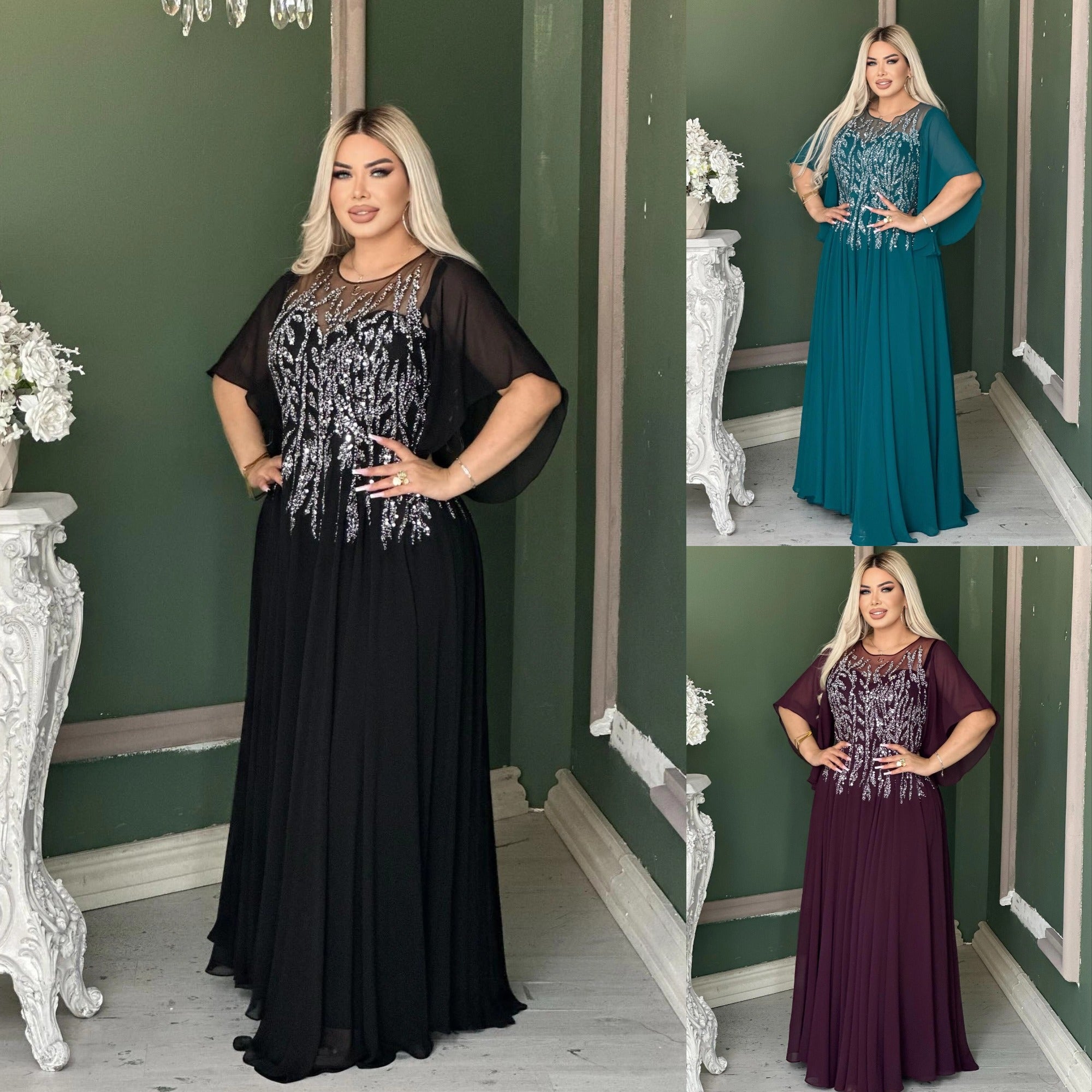 🔥✨【Noi stiluri de toamnă】👗【S-5XL】Vestido largo con estampado de estrellas y diamantes