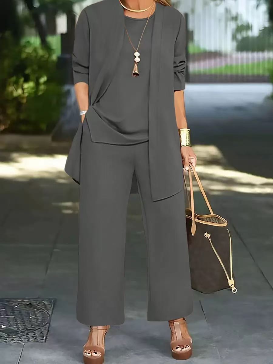 🧥Elegante conjunto de 3 piezas para mujer con corte holgado🍂