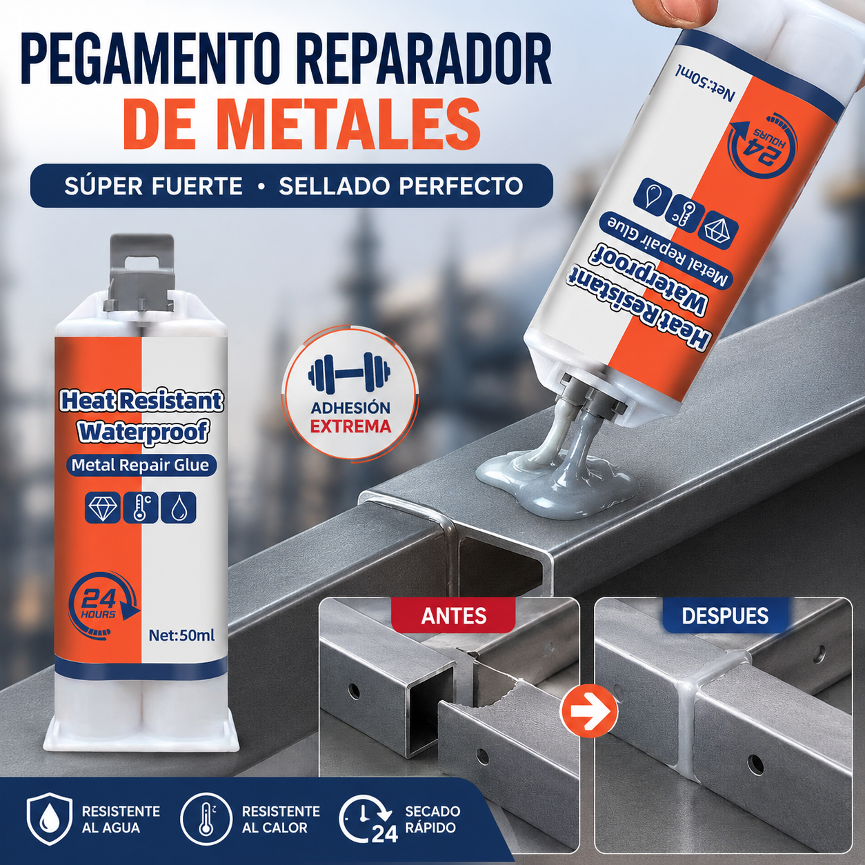 【Compra 1 y llévate 1 gratis】（2 juegos ）Adhesivo para reparación de metales, agente adhesivo para reparación de fundición