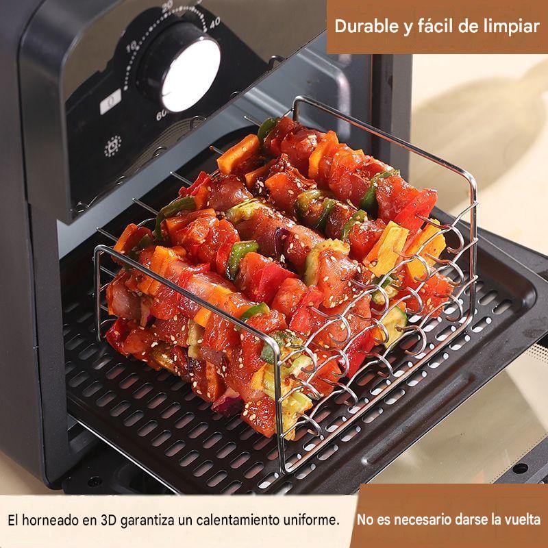 Parrilla de tres niveles, rejilla para freidora de aire de 30 pines, rejilla para asar al horno, acero inoxidable.