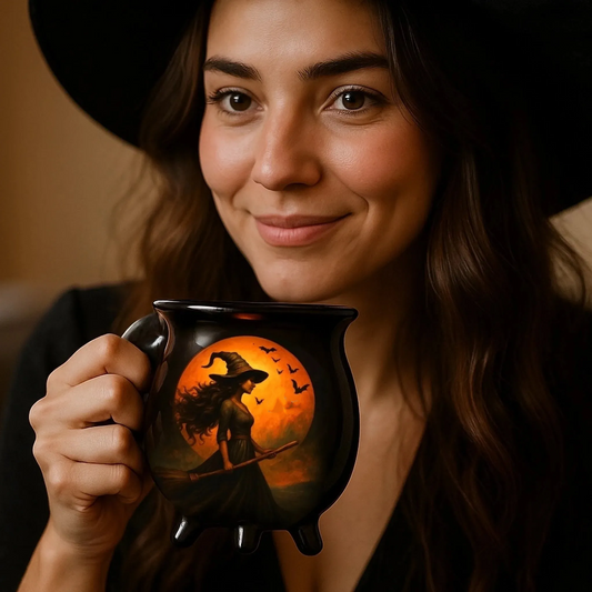 🧙‍♀️🎃Taza de piedras preciosas con forma de caldero de bruja, creativa y única