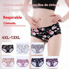 😍🔥【Conjunto de 7 piezas】💕【50-140KG】Ropa interior femenina cómoda de algodón puro antibacteriano, nuevo estilo estampado