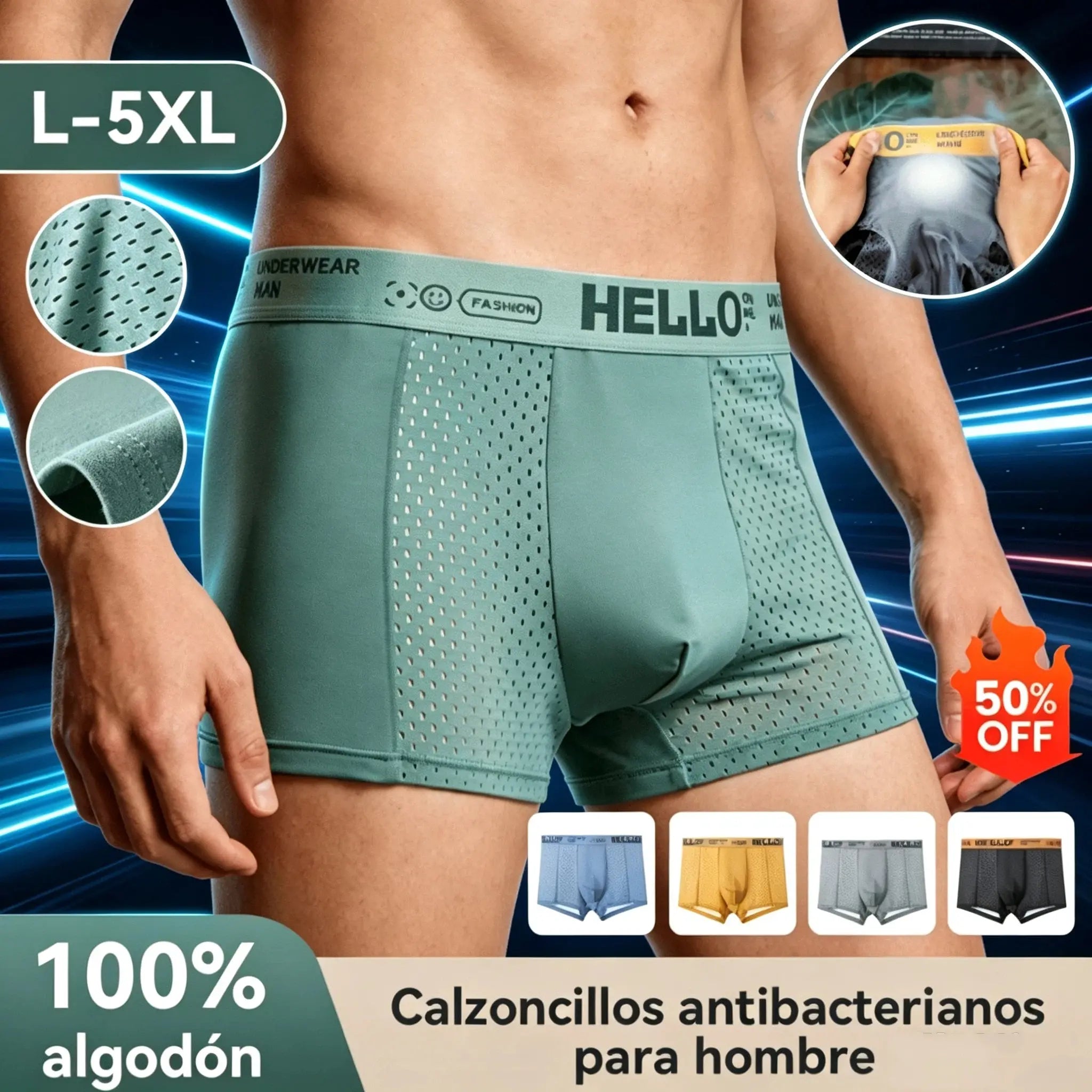 🔥【40-90 kg】🔥【Paquete de 4】Calzoncillos bóxer de malla transpirable de seda helada para hombre