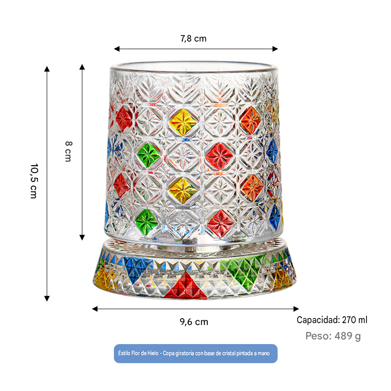 🥃【270ml】💎Vaso de whisky giratorio 360°, vaso de licor antiestrés pintado