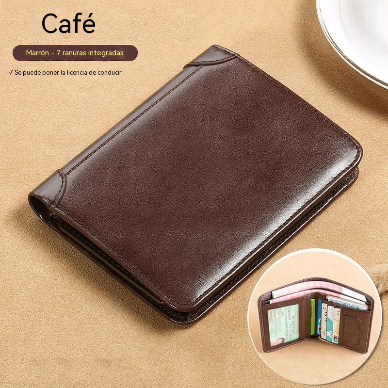 🔥【Compra 1 y llévate 1 gratis】👝✨ Nueva cartera para hombre de piel auténtica con protección antirrobo.