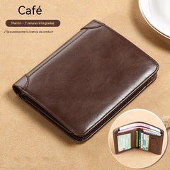 🔥【Compra 1 y llévate 1 gratis】👝✨ Nueva cartera para hombre de piel auténtica con protección antirrobo.