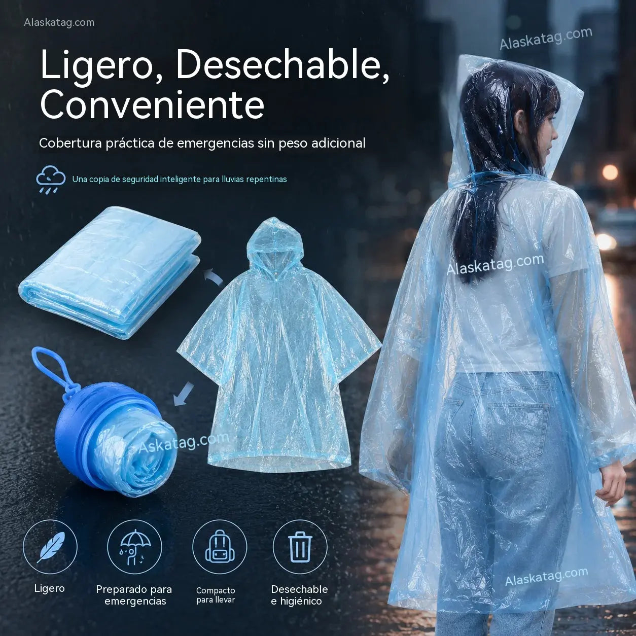 🌧️ Impermeable desechable de bolsillo para lluvias inesperadas