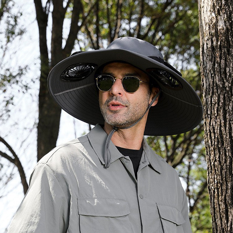 🧢☀️ Sombrero con ventilador solar: protección UV y sombra para la playa / senderismo / pesca / acampada 🏖️🏕️