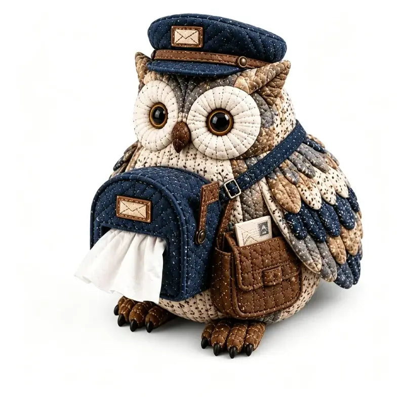 🦉🧵 Kit de Costura DIY – Caja de Pañuelos Acolchada con Diseño de Búho 🧻✨