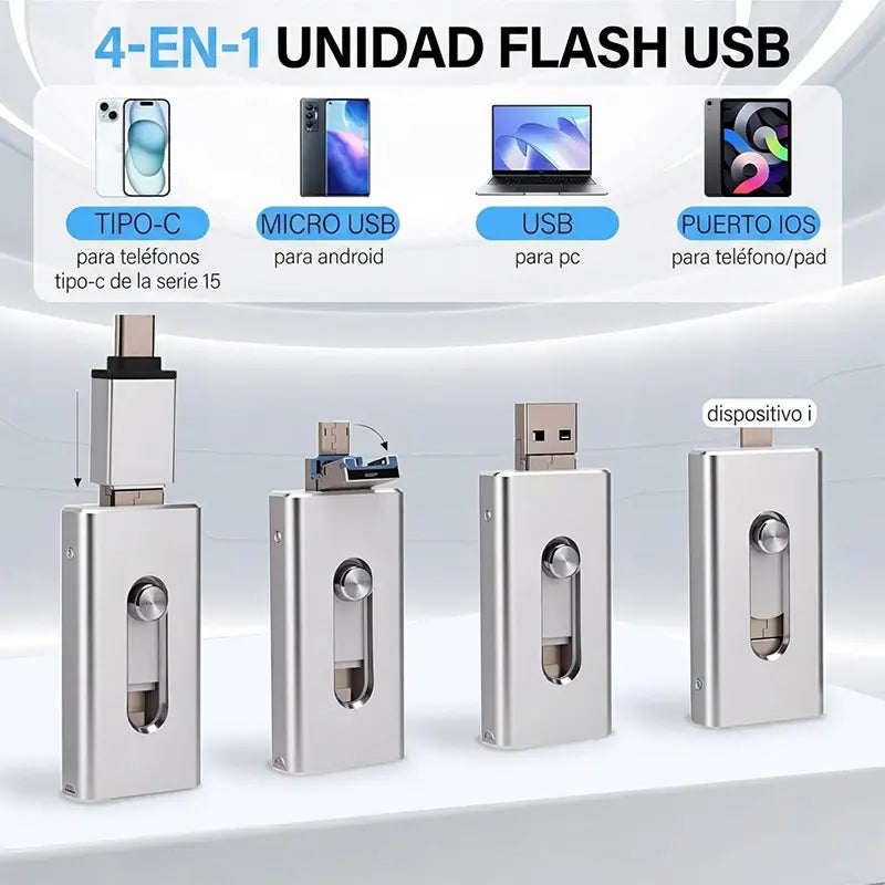 🔥【Oferta por tiempo limitado】💾Memoria USB multifuncional 4 en 1, de gran capacidad.