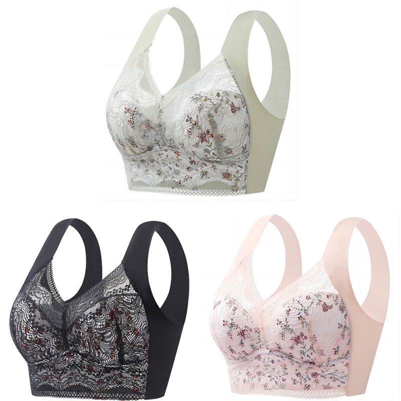 【3 piezas】💕🎁Sujetador de talla grande de seda de hielo sin costuras, transpirable y ajustable【40kg-100kg】