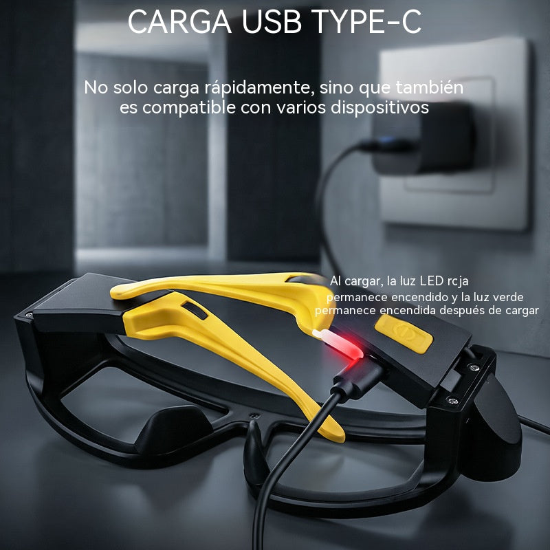 👓Linterna frontal COB para gafas, luz de trabajo protectora, linterna frontal de alta intensidad para exteriores, recargable por USB.